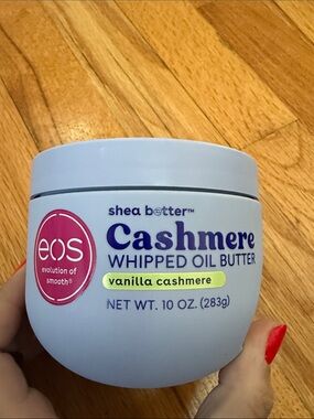 eos Cashmere Whipped Oil Butter - Light Blue Jar with Pink Logo